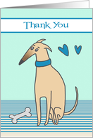 Thank You with a Cream Colored Whippet Standing Next to a Bone card
