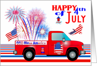 4th of July with an All American Colorful Design Featuring a Red Truck card