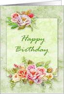 Birthday with Beautiful Colored Flowers Against a Light Green card