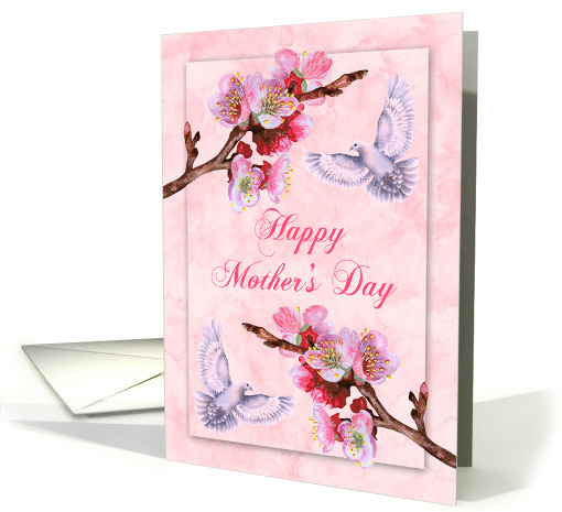 Mother's Day with Beautiful Colored Flowers and Doves in Flight card