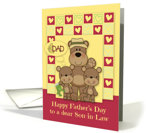 Father's Day to Son in Law with a Papa Bear and HIs Two Boys card