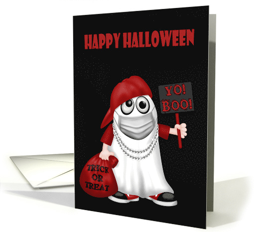 Halloween to During COVID-19 with a Rapper Ghost Wearing a Mask card