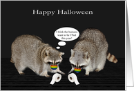 Halloween During COVID-19 with Raccoons Wearing Masks with TP card