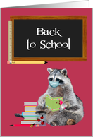 Back to School during Covid-19 with a Cute Raccoon Wearing a Mask card