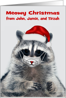 Christmas from Custom Name during Covid 19 with a Raccoon in Cat Mask card