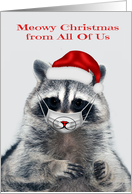 Christmas from All Of Us to during Covid 19 with a Raccoon in Cat Mask card