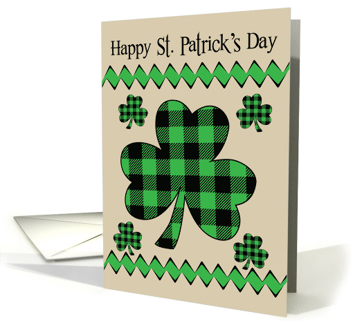 St Patrick's Day with Black and Green Plaid Shamrocks... (1667914)