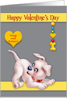 Valentine’s Day with an Adorable Dog Looking at a Heart Over its Tail card
