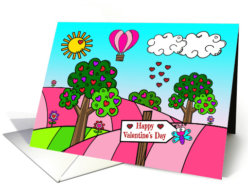 Valentine's Day with an Adorable Dragon Fly with a Colorful Scene card