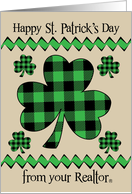 St Patrick’s Day from Realtor with Black and Green Plaid Shamrocks card