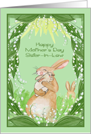 Mother’s Day to Sister in Law with a Bunny Holding Her Cute Baby card