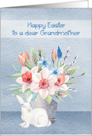 Easter to Grandmother with a Bunny in Front of Beautiful Flowers card