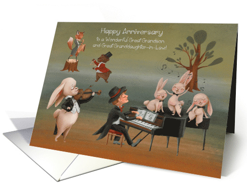 Wedding Anniversary to Great Grandson and Granddaughter in Law card