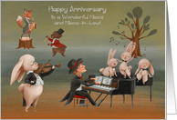 Wedding Anniversary to Niece and Niece in Law with Musicians card