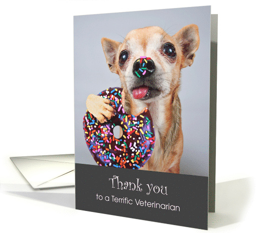 Thank You to Veterinarian with a Dog Eating a Donut card (1686550)