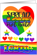 Pride Month Observed in June with LGBTQ in Pride Colors and Hearts card