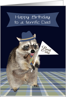 Birthday to Dad with a Handsome Raccoon Dressed Like a Dad card