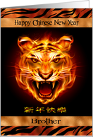 Chinese New Year to Brother The Year of the Tiger with a Fierce Tiger card