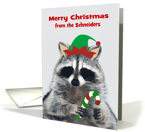 Christmas from Custom Name with an Elf Raccoon Holding a... (1692728)
