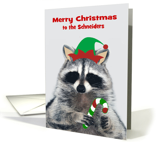 Christmas for Custom Name with an Elf Raccoon Holding a... (1692730)