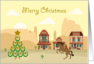 Christmas with a Western Theme with a Horseshoe Christmas Tree card