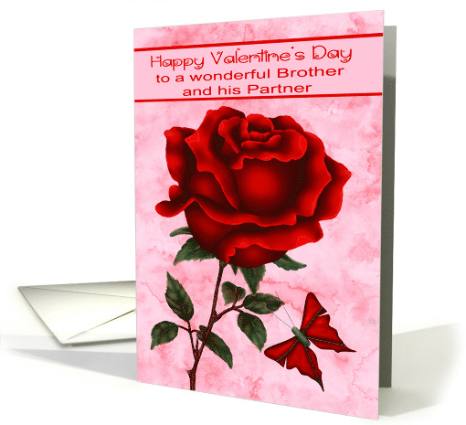 Valentine's Day to Brother and Partner with a Rose and a... (1722622)
