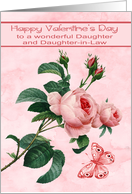 Valentine’s Day to Daughter and Daughter in Law with Pink Roses card