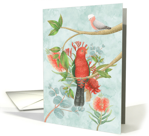 Birthday with Beautiful Australian Birds and Colorful Flowers card