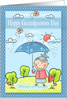 Grandparents Day to Grandma a Cute Grandma under an Umbrella card
