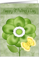 St Patrick’s Day with a Pretty Green Flower and a Butterfly in Flight card