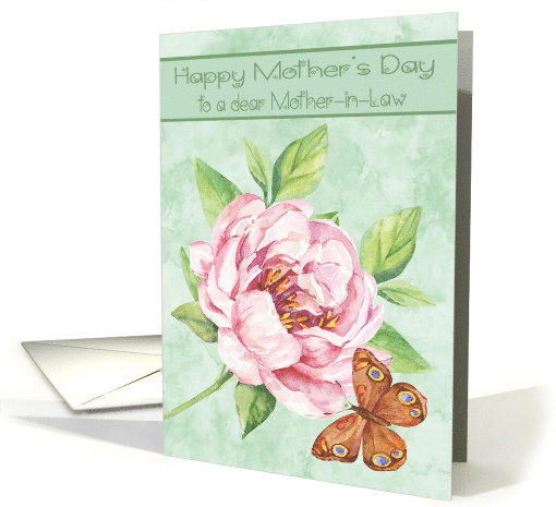 Mother's Day to Mother in Law with a Water Colored Pink Flower card