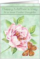 Mother’s Day to Foster Daughter with a Water Colored Pink Flower card