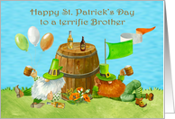 St. Patrick’s Day to Brother with Gnomes Relaxing Against a Big Keg card