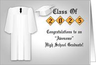 Congratulations on 2025 High School Graduation with Male White Gown card
