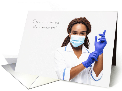 Reminder for Yearly Physical Doctor Putting on Gloves card (1736536)
