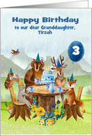 Birthday Custom Name and Age with Animals Having a Party card