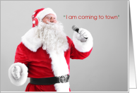 Christmas with Santa Claus Singing His Own Song card