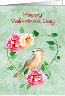 Valentine’s Day with a Beautiful Flower Wreath and a Pretty Bird card