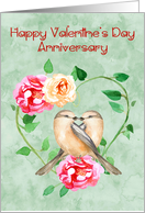 Wedding Anniversary on Valentine’s Day with a Flower Wreath card