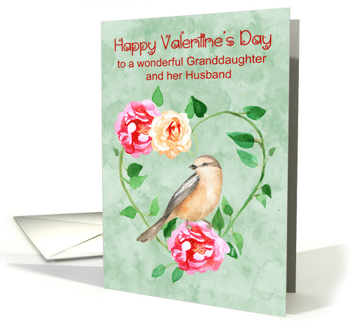 Valentine's Day to Granddaughter and Husband with a Flower Wreath card
