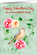 Valentine’s Day to Aunt with a Beautiful Flower Wreath and a Bird card