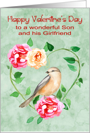 Valentine’s Day to Son and Girlfriend with a Beautiful Wreath and Bird card