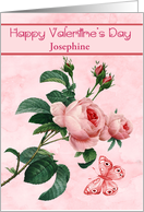 Valentine’s Day Custom Name with a Pink Rose and a Butterfly card