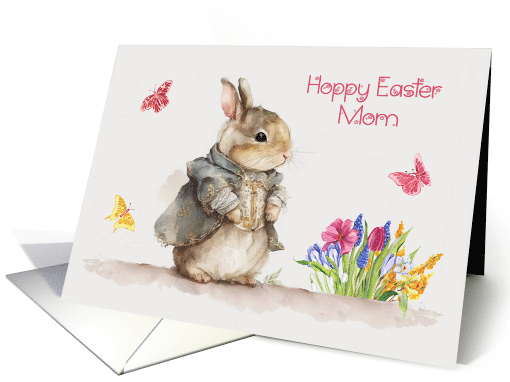 Easter to Mom with an Adorable Bunny and Beautiful Spring Flowers card