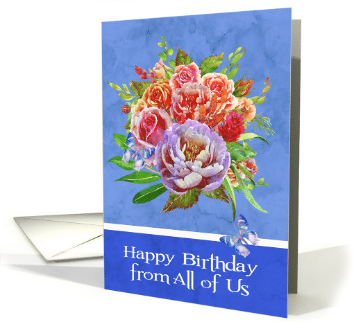 Birthday from All of Us with a Beautiful Bouquet of Flowers card
