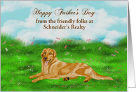 Father’s Day Business Custom Name Golden Retriever Relaxing in Meadow card