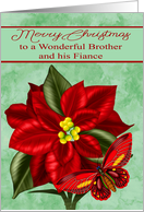 Christmas to Brother and Fiance with a Poinsettia and a Butterfly card