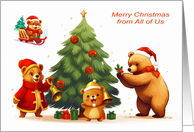 Christmas from All of Us with Adorable Bears and a Decorated Tree card