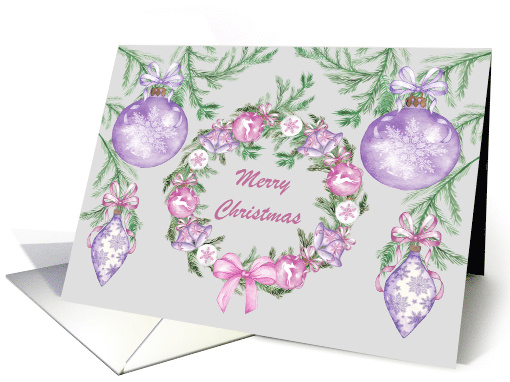 Christmas with Pretty Holiday Color with a Beautiful Wreath card