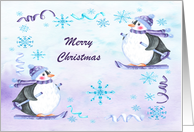 Christmas with Holiday Color Trends with Penguins and Snowflakes card